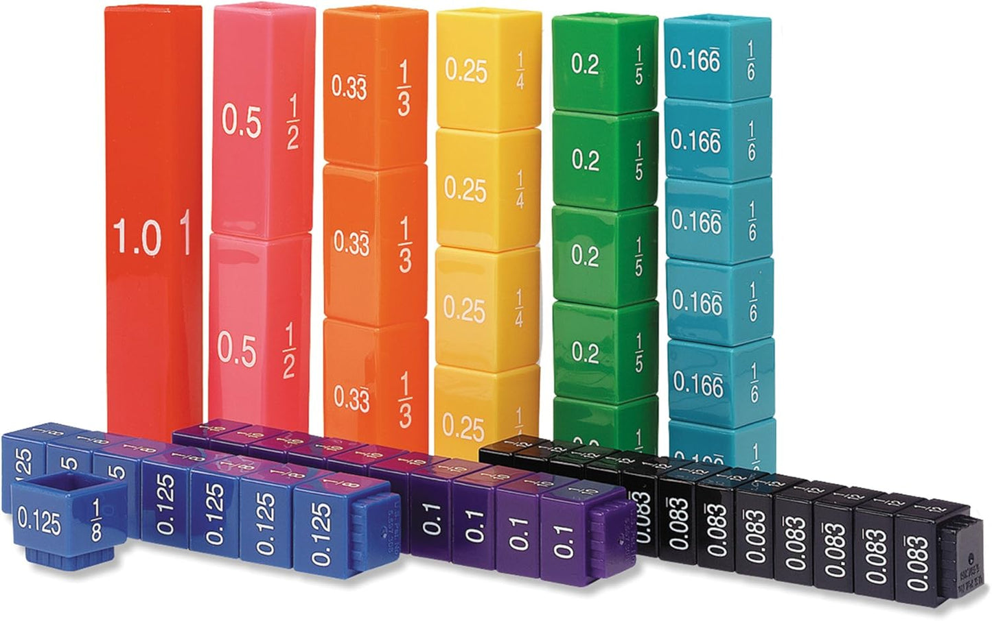 Learning Resources Fraction Tower Equivalency Cubes - 51 Pieces, Ages 6+ Math Toys for Kids, Classroom and Homeschool Accessories, Fractions for Kids