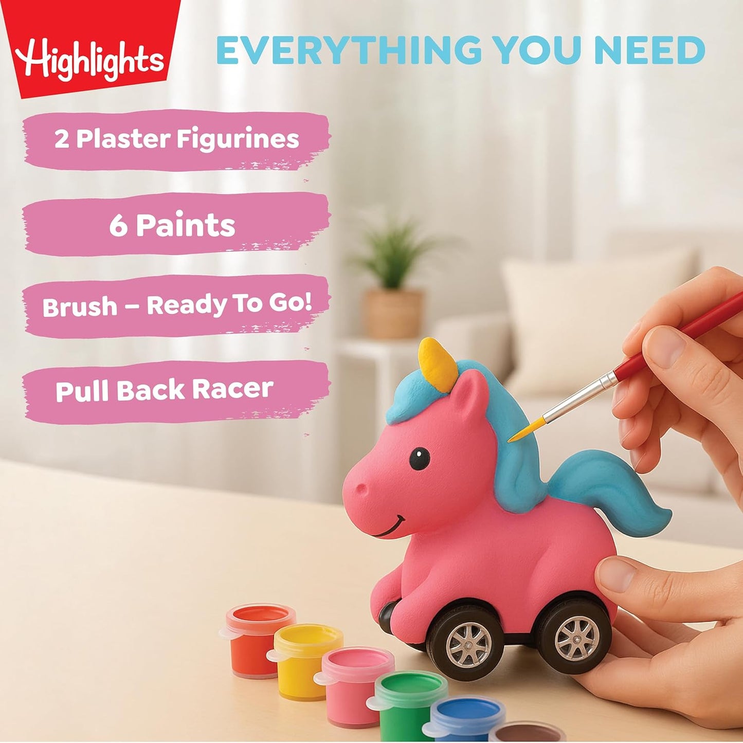 Highlights Paint Your Own Plaster Figurine & Activity Kits – DIY Art Sets with Figurines, Paints, Brush & Bonus Activities – Multiple Themes – Ages 6+