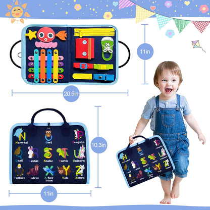 Gojmzo Busy Board Montessori Toys for Toddler Boy Girl Birthday Gifts, Busy Book Sensory Toys for Toddlers, Learning Educational Toddler Travel Activities