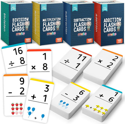 merka Math Flash Cards, 169 Flashcards in Total, Multiplication Learning Mathematics, Create Game for Kids, Classroom and Homeschool Toys, 1st to 4th Graders, Ages 4-14
