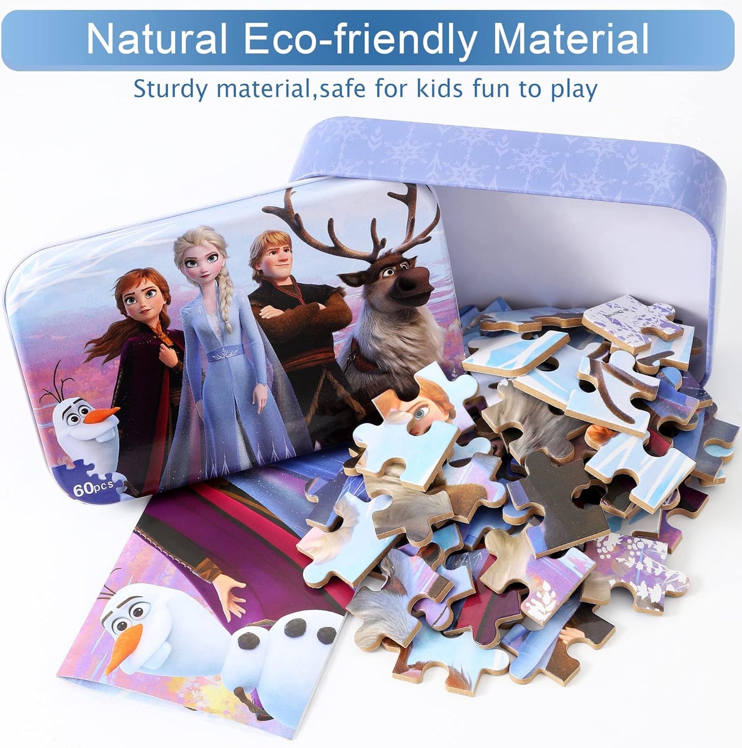 MZZOTOY Puzzles for Kids Ages 4-8, 60 Piece Puzzles for Kids Ages 3-5 in a Metal Box Girls and Boys Learning Educational Jigsaw Puzzle Toys Gifts