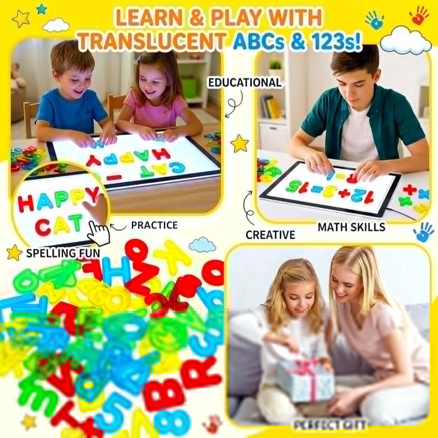 67 Pcs Plastic Practice Set Transparent Letters and Numbers Include Uppercase Letters Lowercase Letters and Numbers Colorful Plastic Letters and Numbers for Kids Counting and Spelling, Ages 3+
