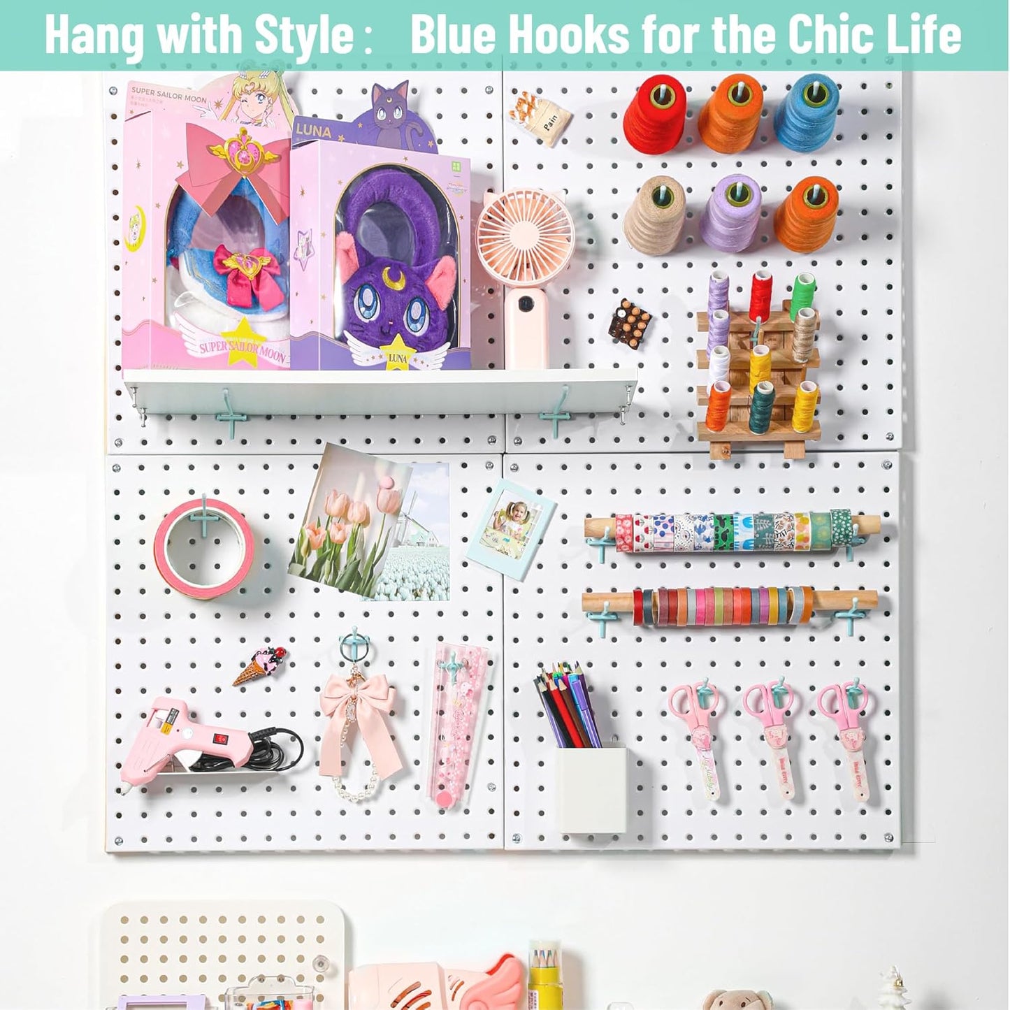 HUHOLE 50-Pack Pink Pegboard Hooks 2 Inch, Decorative Metal Peg Board Hangers with Rubber Safety Tips, Fits 1/8" & 1/4" Boards, Heavy Duty Organizer for Craft Room, Nursery, Garage & Retail Display