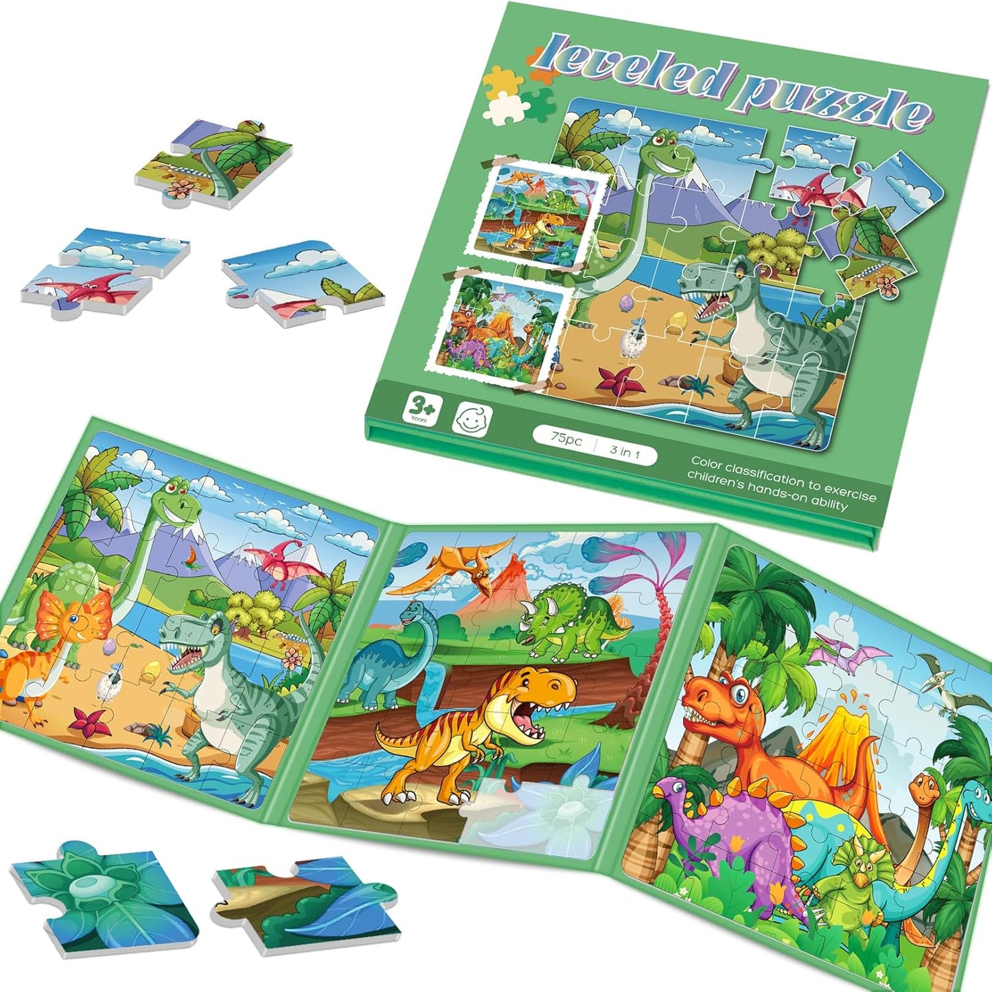 Magnetic Puzzles for Toddlers 3-5, 75-Pieces Travel Toys, Animal Jungle Puzzles Ages 4-6, Educational Learning Magnets, Road Car Trip & Airplane Activities Toys for 3 4 5 6 7 Girls Boys Gift