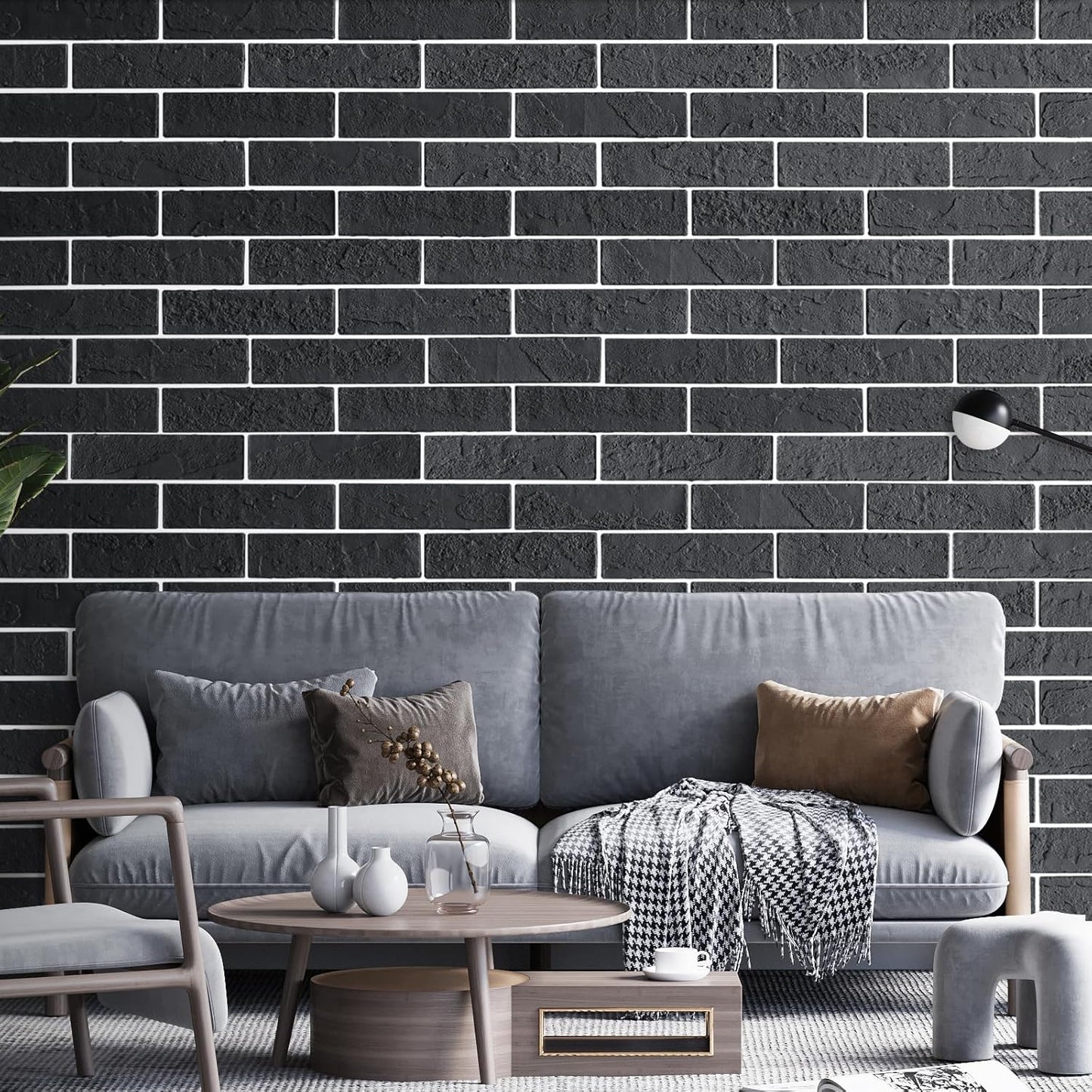 100 Whitewash Grey Faux Brick Wall Tiles, 3D Thin Brick Veneers for Bedroom, Bathroom, Kitchen, Fireplace and Fence Wall Panels (14.2 sq ft)