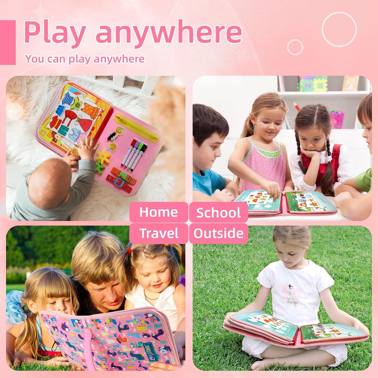 Montessori Busy Board - 8-in-1 Sensory Activity Book with Detachable Pages, Travel-Friendly Learning Toy for Fine Motor Skills & Preschool Education
