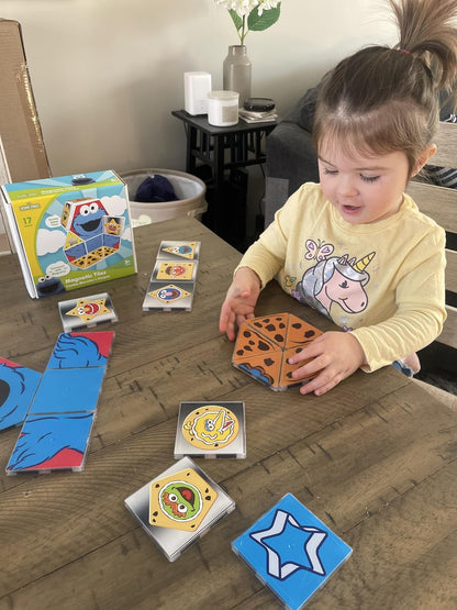 CreateOn “Sesame Street” Toys, Magnetic Kids’ Building Tiles from “Sesame Street” Books, Colors with Elmo Magnet Tiles, Educational Toys for Ages 3+, 17 Pieces