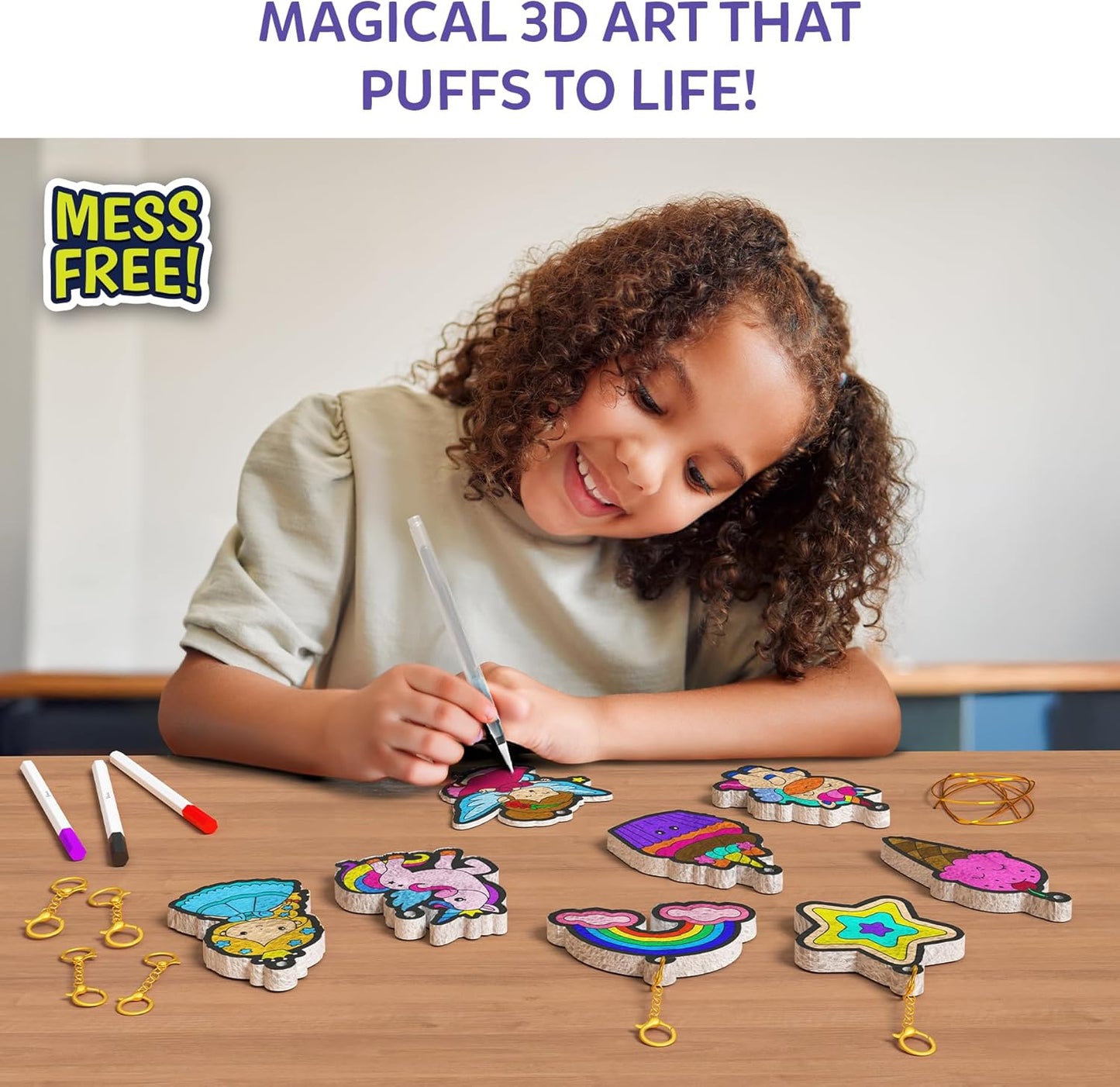 Skillmatics Aqua Puffs - 3D Art Kit, Animals, Mess-Free Paint by Number Craft for Kids, DIY Color Activity, Screen-Free Entertainment, Travel & Creative Gift for Girls & Boys Ages 4, 5, 6, 7, 8, 9, 10