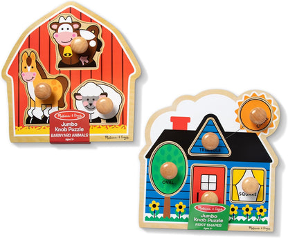 Melissa & Doug Pet Animals Jumbo Knob Puzzle, Wooden Peg Puzzle for Toddlers, Educational Toy for Shape Recognition and Fine Motor Skills, Ages 1+