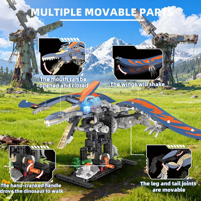 Mechanical T-Rex Dinosaur Building Set with Lights, Rotatable Components & Display Stand, STEM Building Toy for Boys 8-14, Home Office Decor for Adults, Mechanical Enthusiasts (730PCS)