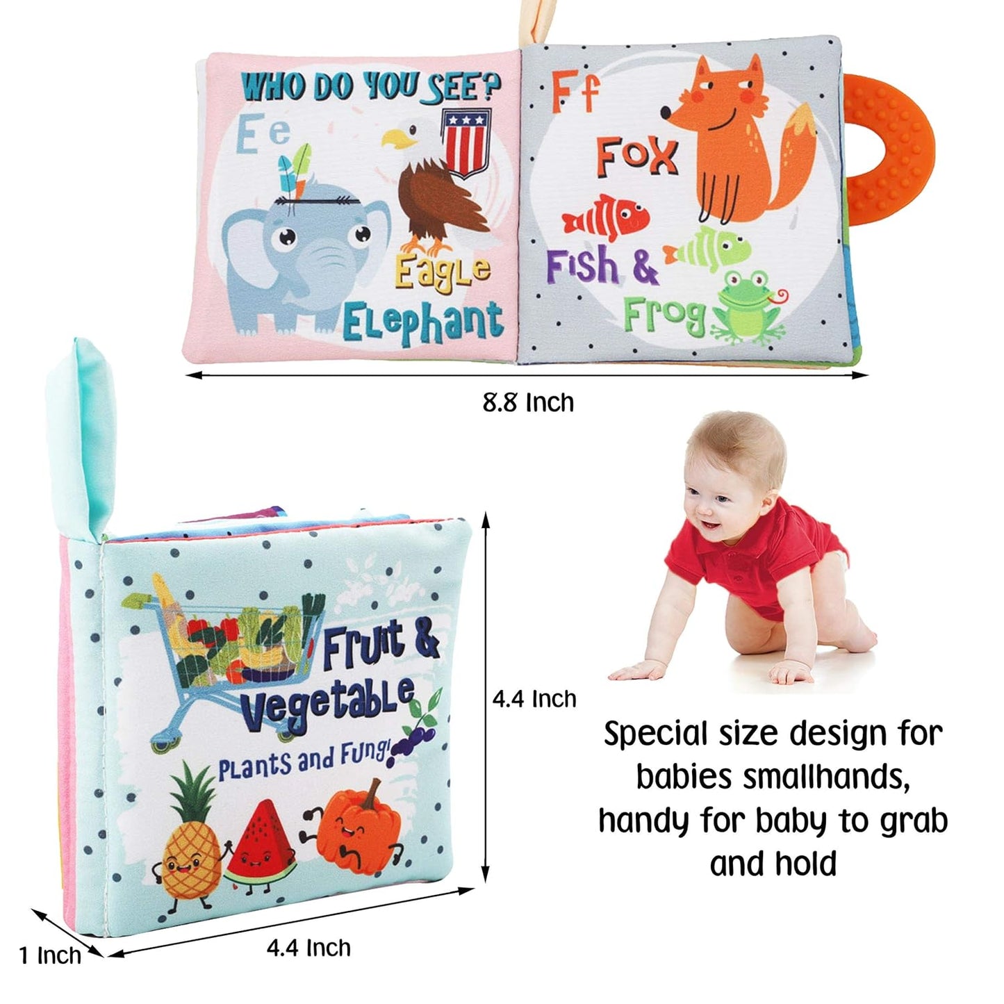 Baby Books Toys Gifts, Touch and Feel Cloth Crinkle Books for Babies,Infant Toddler Baby 0-3-6-12-18 Months,Early Learning Toys 6 to 12 Months 1-2 Years Old, Easter Shower Gift for Boys Girls,4 PCS