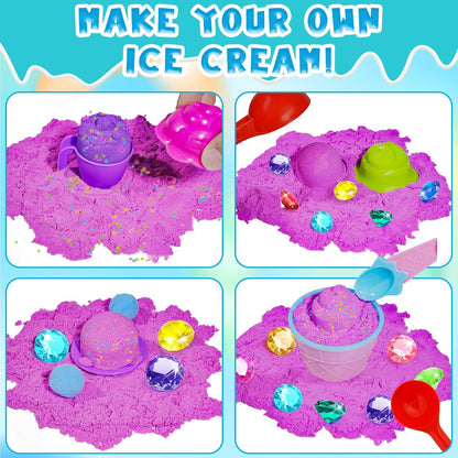 Bbiamsleep Ice Cream Sensory Bin, 61 Pcs Ice Cream Sensory Bin Fillers with 11 Mould 9 Tools for Home Decor