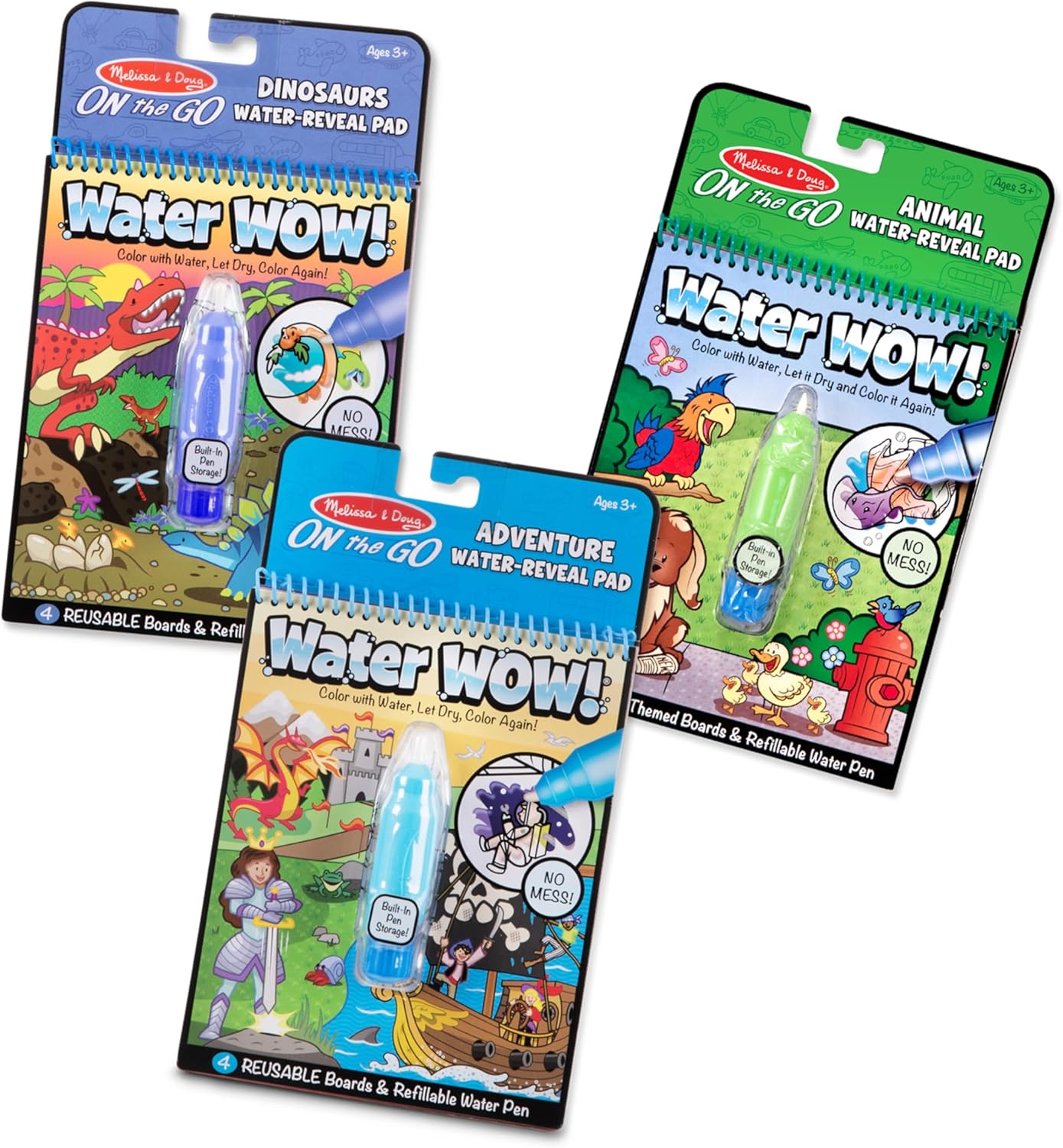 Melissa & Doug Water Wow! Reusable Water-Reveal Activity Pad 2-Pack - Vehicles, Animals Travel Toys, Party Favors, Mess Free Coloring Books for Kids Ages 3+ - FSC Certified