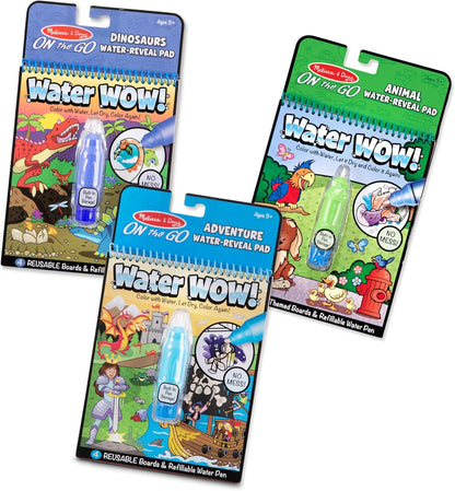 Melissa & Doug Water Wow! Reusable Water-Reveal Activity Pad 2-Pack - Vehicles, Animals Travel Toys, Party Favors, Mess Free Coloring Books for Kids Ages 3+ - FSC Certified