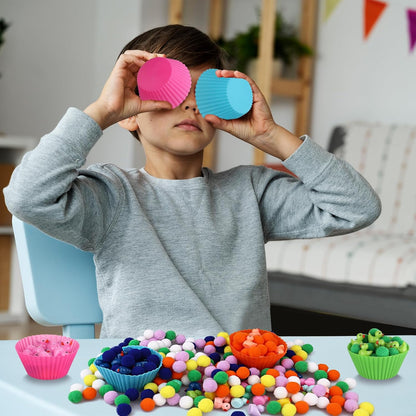286Pcs Letters and Numbers Sensory Bin Filler Fine Motor Toys Counting Sorting 200 Felt Pompoms 76 Magnetic Letters Numbers 4 Tweezers 5 Silicone Plates 1 Storage Box for Counting Sorting DIY Crafts