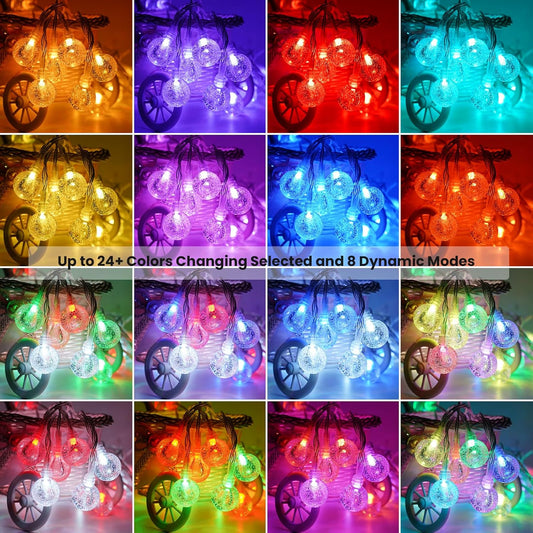OMIKA Color Changing Indoor String Light USB Plug, 16.5ft 50 LEDs Crystal Globe Fairy Lights with Remote Timer Ambient Lighting for Girls Bedroom Home Xmas Halloween Party Decor (24 Colors+Warm White)