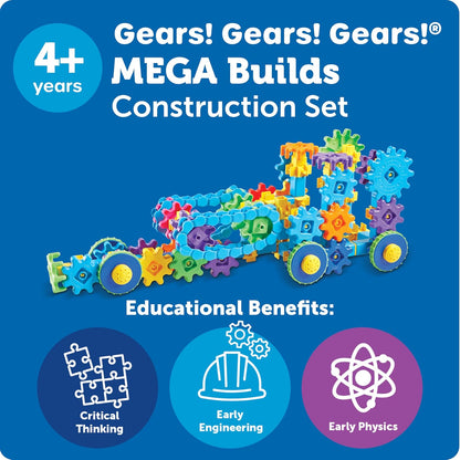 Learning Resources Gears! Gears! Gears! Mega Builds - Building Toys, STEM Activities, Fine Motor Skills, Toddler Explorer Kit, Science and Construction, Boys and Girls Gifts