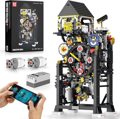 Mould King Cyberpunk Grand Clock Building Set 10160, 3675+ PCS Motorized DIY Clock Model with Mechanical Gears, APP Control & Real-Time Display, Advanced Engineering Toy for Adults & Teens 14+