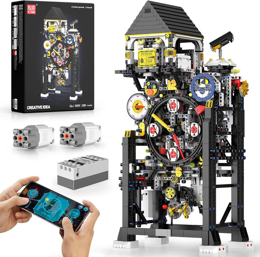Mould King Cyberpunk Grand Clock Building Set 10160, 3675+ PCS Motorized DIY Clock Model with Mechanical Gears, APP Control & Real-Time Display, Advanced Engineering Toy for Adults & Teens 14+