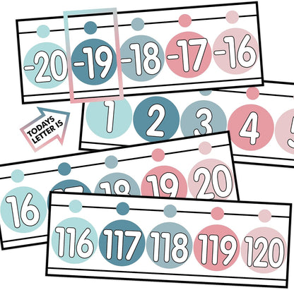 29 Pieces Number Line for Classroom Wall -20 to 120 Number Line Bulletin Board Border Boho Classroom Decorations Math Posters for Teachers