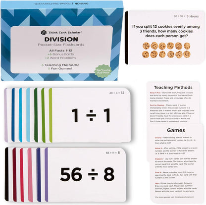 Think Tank Scholar Multiplication Flash Cards (150 Facts) Times Tables Flashcards - All Facts 1-12 for Kids in 3rd, 4th, 5th, 6th Grade - 6 Math Games & Teaching Methods for Classroom/Homeschool