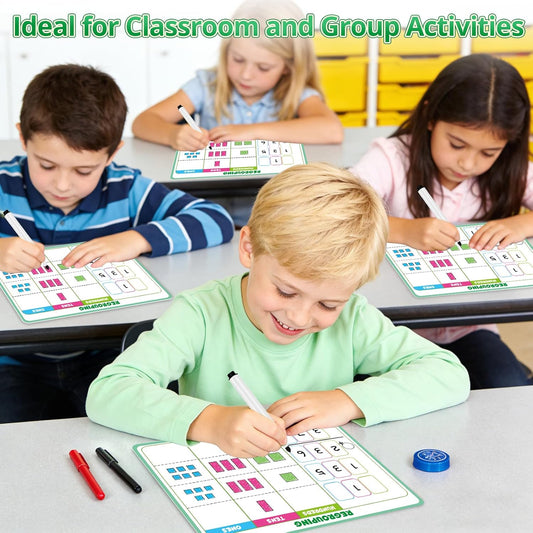 12 Packs Place Value Chart Math Manipulatives 1st 2nd 3rd, Math Games for Kids Addition and Subtraction Flash Cards, Classroom Must Haves Homeschool Supplies White Board Dry Erase Sheets