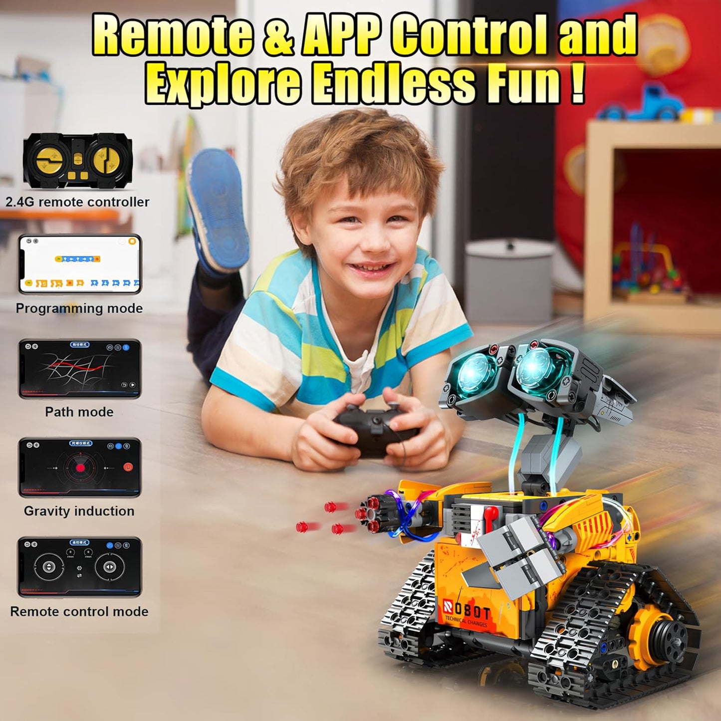 Yerloa Robot Building Kit STEM Gifts for Ages 8-13 with App & Remote Control, 5 in 1 Building Set Coding Robotic Toys for Ages 6 7 8 9 10 11 12 Years Old Boy Girl Easter Birthday Gifts (673pcs)