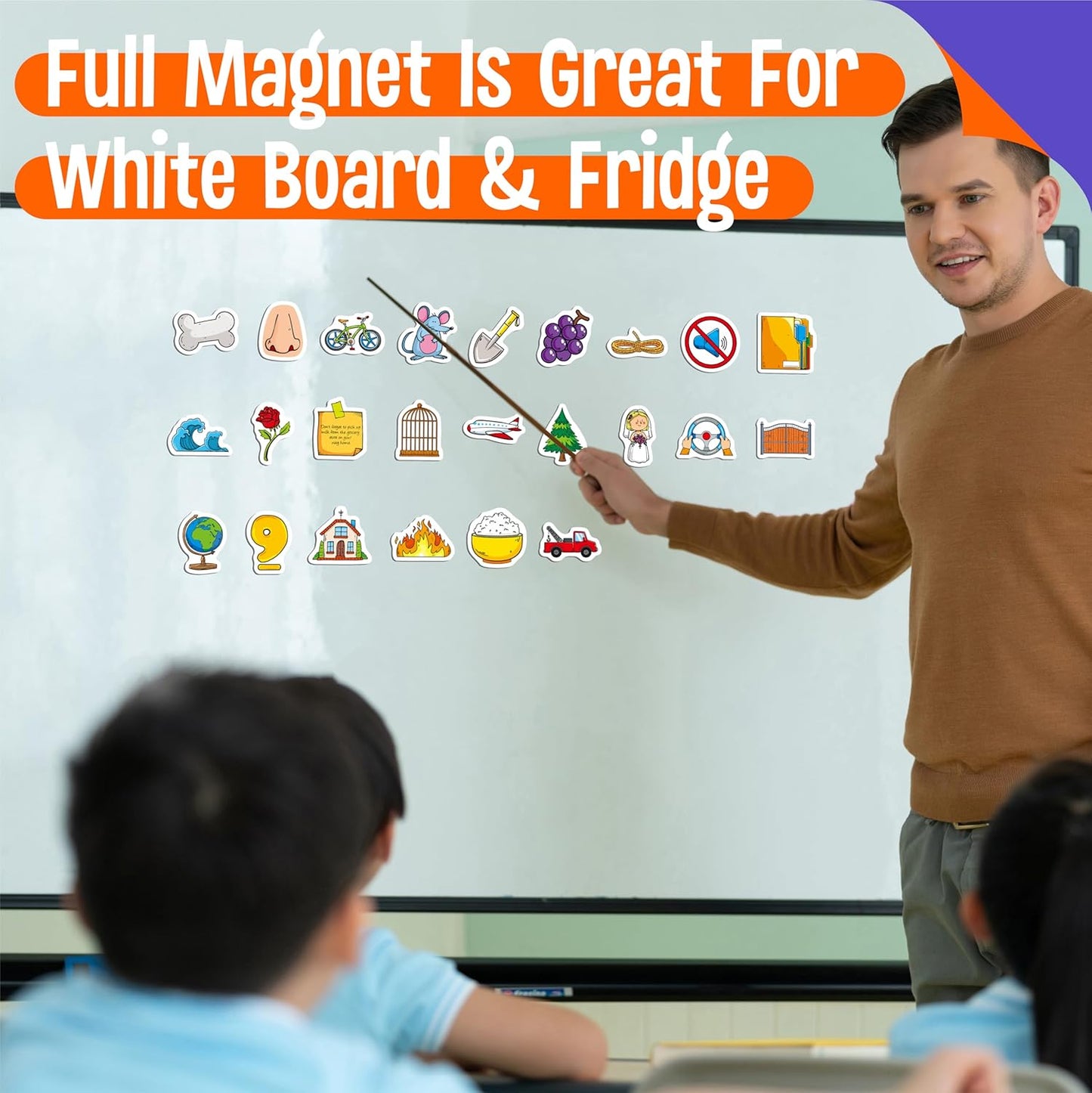 50 PCS First Word Magnets, Magnetic Thickened Daily Items Fridge Magnets Adorable Educational Learning Toys for Kindergarten, Preschooler, Kids 3+