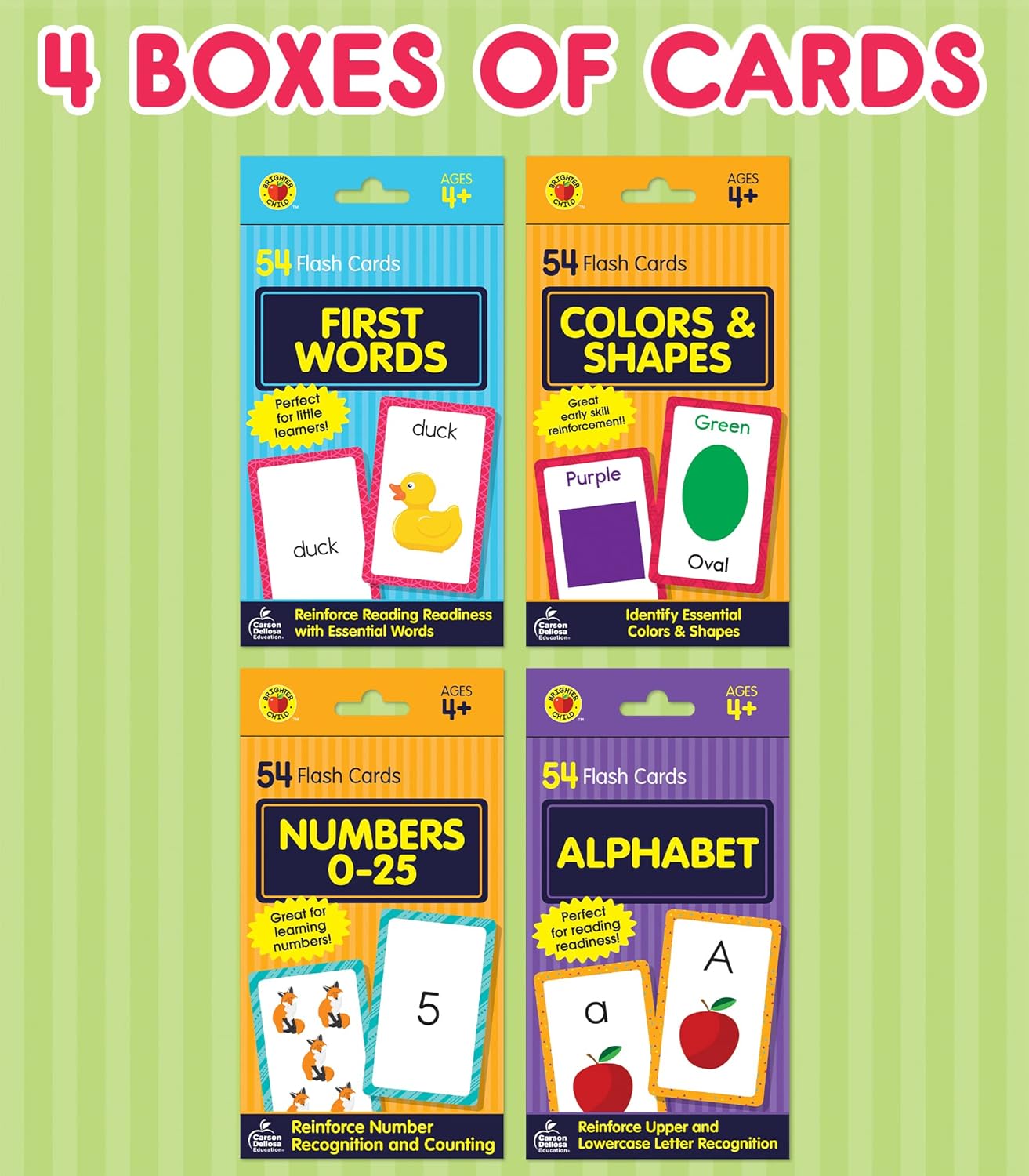 Carson Dellosa Addition, Subtraction, Division, and Multiplication Flash Cards, 4 Sets of Flashcards, Math Games for Kids 8-12, 3rd Grade Mathematics and Up