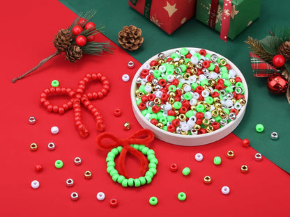Red Pony Beads 1000Pcs 9mm Pony Beads Bulk Red Perler Beads for Friendship Bracelets Kandi Beads Hair Beads for Braids Beads for Crafts