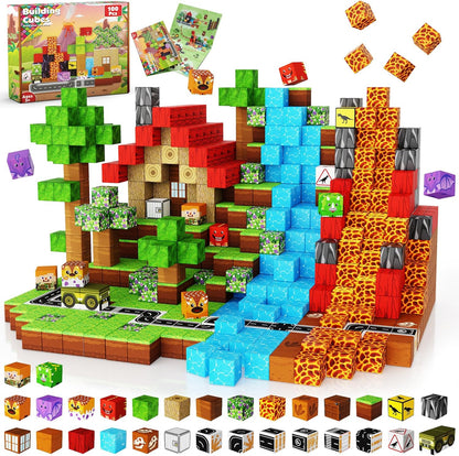 Magnetic Blocks - 200PCS Magnetic Blocks with 6 Base Plate, Magnetic Building Blocks for Kids Ages 4 5 6 7 8, Stacking Magnets for Kids, Birthday Gifts for 3-10 Year Old Boy Girls, STEM Toys