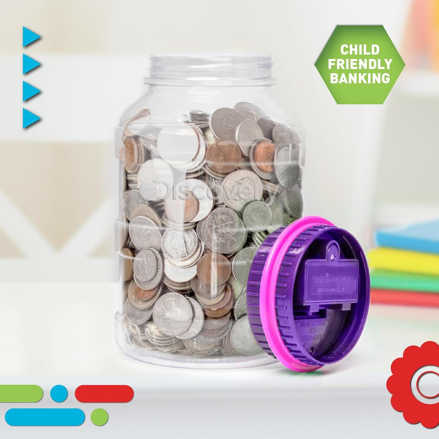 Discovey Digital Coin Counter Money Jar, LCD Screen, Automatic Piggy Bank Savings for US Coins, Keeps Track of Deposits, Battery Operated, Kids Gift