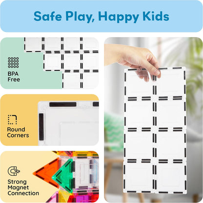 PicassoTiles Window and Door Clip On Magnetic Blocks Magnet Tiles Magnets Building Tile Construction Toy Set STEM Education Toys Learning Kit Stacking Block Playset Boys & Girls Age 3+ PT30