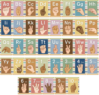 Sign Language Bulletin Board Alphabet - 37 ASL Alphabet Learning ABC Alphabet Poster Classroom Decorative Card Set Kindergarten/Elementary/Homeschool Supplies