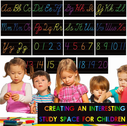 Alphabet for Classroom Wall - 15 PCS Crayon ABC Manuscript Alphabet Line for Classroom Wall Alphabet Bulletin Board Set for Pre School Elementary Classroom Homeschool, Playroom Bedroom Decorations