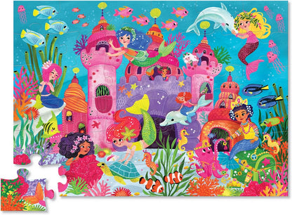 Crocodile Creek 36-Piece Jigsaw Floor Puzzle - Shark Reef - for Kids Ages 3-5 - Heavy-Duty Shaped Box for Storage - 24" W x 18" H Finished