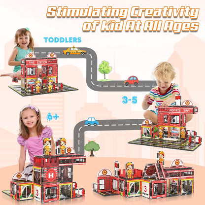 AFUNX Magnetic Tiles, 50PCS Police Station Theme Building Blocks Set, Magnet Building Blocks and STEM Preschool Toys for Toddlers Kids Ages 3-5 5-7 8-10