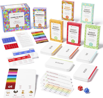 Award-Winning Phonics & Vocabulary Flash Cards (1000+ Words w/Prefixes, Suffixes & CVC) incl. Games & Visual Aids for Ages 4-8, Pre-K to 3rd Grade