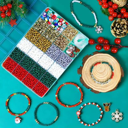 Redtwo 4mm Glass Seed Beads for Jewelry Bracelet Making Kit, Small Beads Friendship Bracelet Kit, Tiny Waist Beads with Letter Beads and Elastic String, DIY Art Craft Girls Gifts