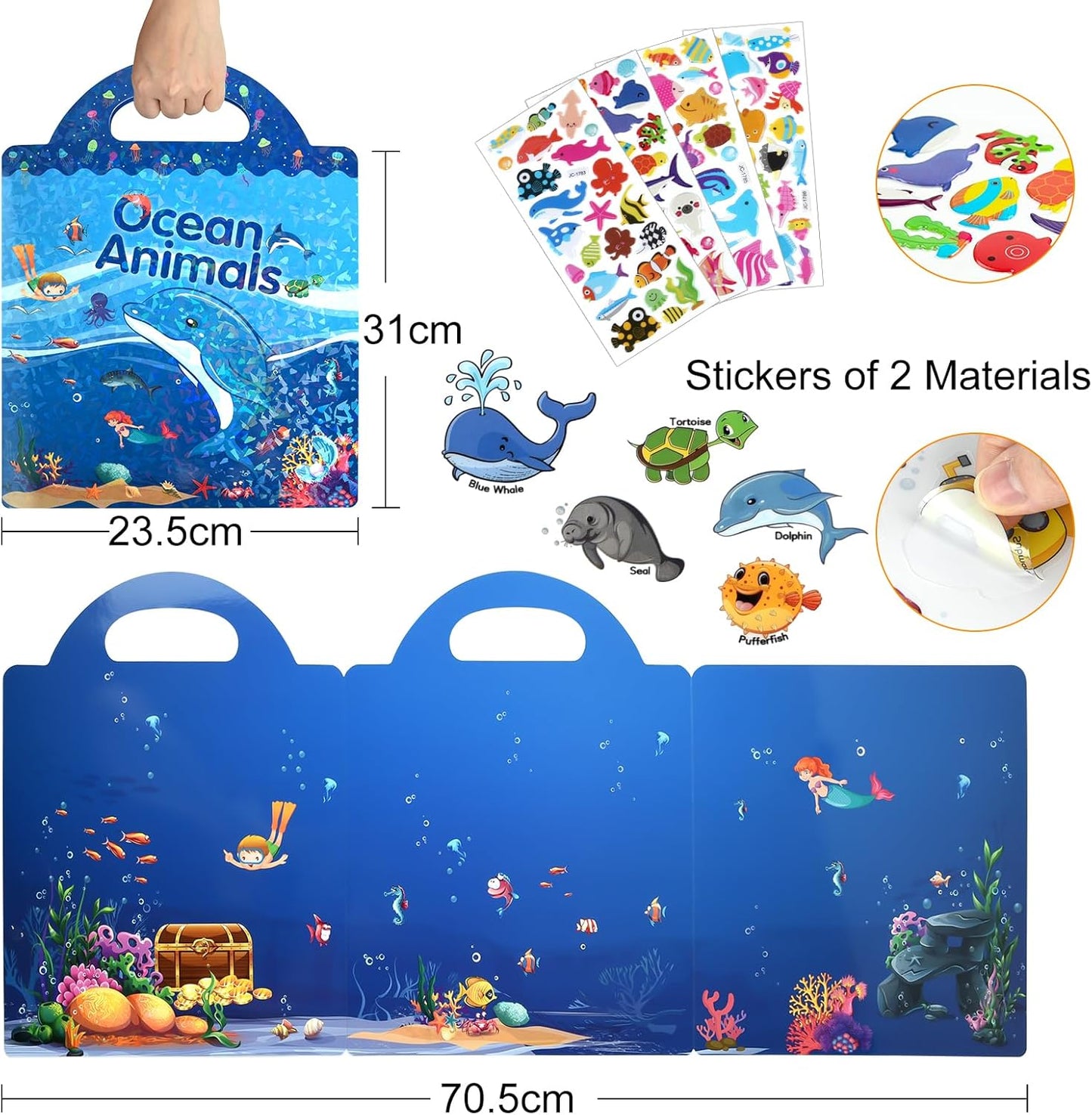 ASTARON Reusable Sticker Book for Toddlers, 88 Pcs Dinosaur Stickers Road Trip Activities Car Airplane Activities Travel Toys for Kids, Kids Quiet Time Activities (2-6 Age)