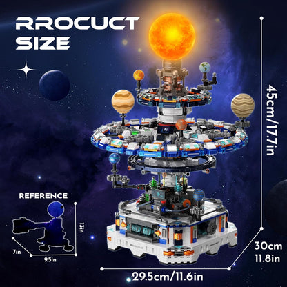 Rotating Solar System Building Set with LED Lights, 2900 PCS Collector's STEM Model Kit, 8 Orbiting Planets & Glowing Sun – Educational Gift for Adults, Kids 8+, Astronomy Enthusiasts