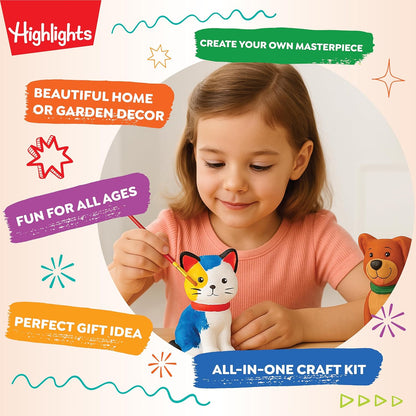 Highlights Paint Your Own Plaster Figurine & Activity Kits – DIY Art Sets with Figurines, Paints, Brush & Bonus Activities – Multiple Themes – Ages 6+
