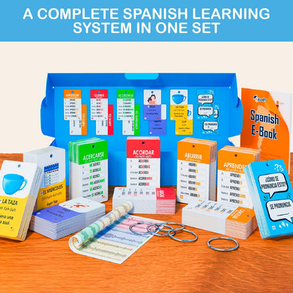 500+ Spanish Vocabulary Flash Cards for Adults & Kids Ages 15+ - Verb Conjugation, Nouns, Adjectives & Phrases to Learn Spanish for Adult Beginners Flashcards