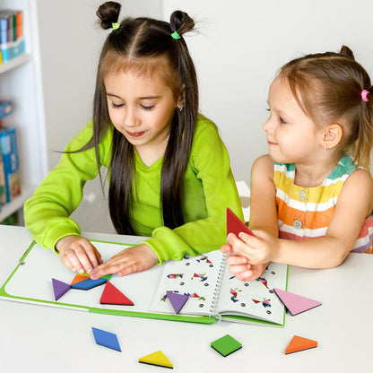 Helsort Travel Tangram Puzzle - Magnetic Puzzle Book for Road Trips, STEM Jigsaw Game with 2 Tangram Sets, Patterns Solutions - Brain Teaser IQ Toy for Kids and Adults, Ideal Educational Gift (368)