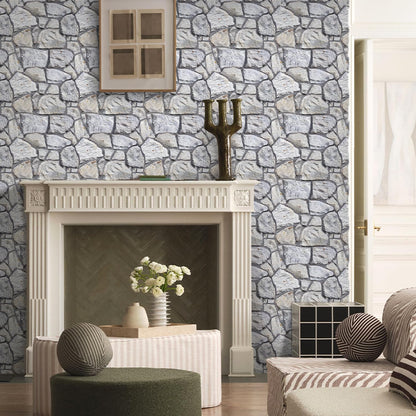 COMSTICKC 3D Faux Gray Stone Wall Sticker Peel and Stick Wall Panels,10 Pcs of 12"X12",Ultra-Light Thin PVC Decorative Tiles Rocks Stone Backsplash Interior Decor,Paintable