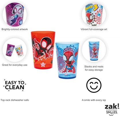 Zak Designs 14.5oz Disney Frozen 2 Nesting Tumbler Set Includes Durable Plastic Cups, Fun Drinkware is Perfect for Kids, 4pk (14.5oz, Anna & Elsa & Olaf)