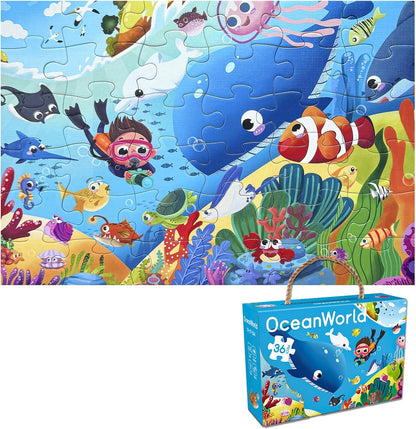 GIVEITALL Jigsaw Puzzles for Kids Ages 3-5 6-8 8-10 Year Old,Dog Planet Floor Puzzle 36 Pieces Enlightening Game Creative Gifts for Boys Girls (Dog)