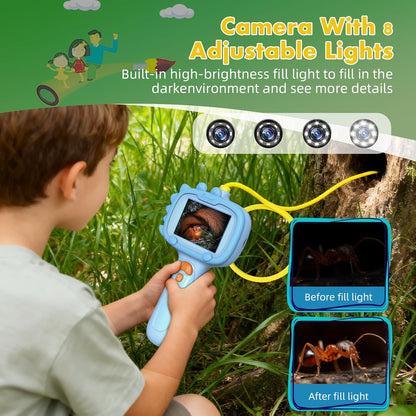 Daxiongmao Borescope Camera with Light for Kids | STEM Science Educational Toy for 3 4 5 6 7 8 Years Old Boys & Girls | Birthday Gift for Outdoor Adventures & Nature Discovery（Blue）