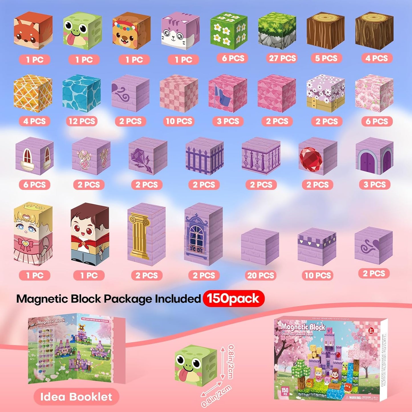 150pcs Magnetic Blocks,Magnetic Building Blocks STEM Toys for Kids Ages 3+,Magnet Tiles with Forest Animals Blocks Set, Educational Sensory Toys for Toddlers,Boys & Girls–Creative Game Gift