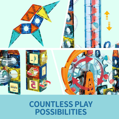 325PCS Glow in The Dark Marble Run with Motorized Elevator, STEM Building Blocks Toy Includes 113 Marbles, for Kids Ages 3+, Easter Birthday Gift for Boys and Girls
